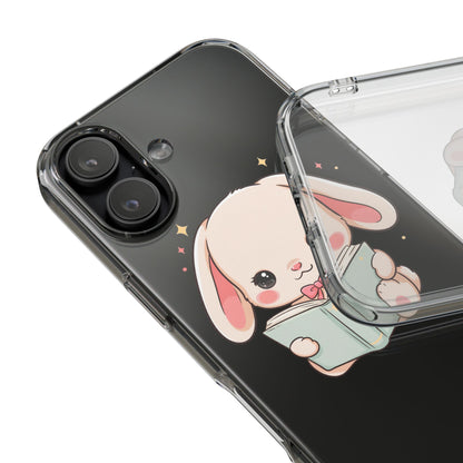 Kawaii Reading Bunny Clear Impact-Resistant Case