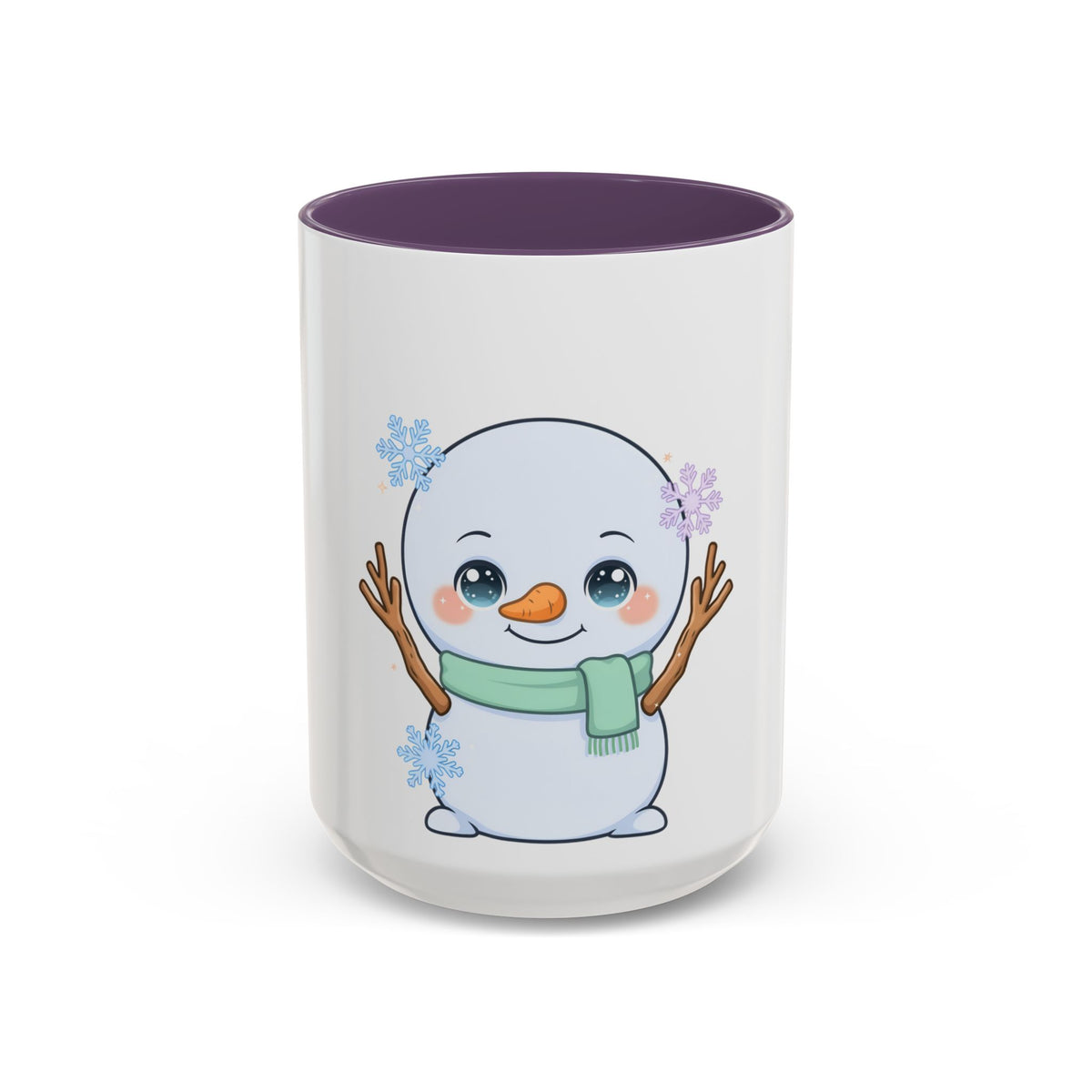 Kawaii Snowman Accent Coffee Mug for Winter Fans
