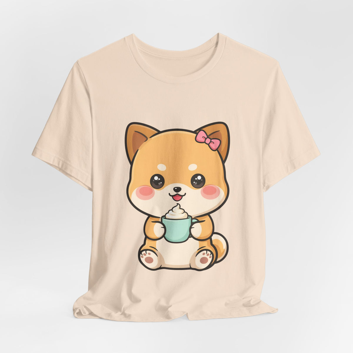 Kawaii Shiba Inu Coffee T-Shirt, Cute Latte Lover Tee