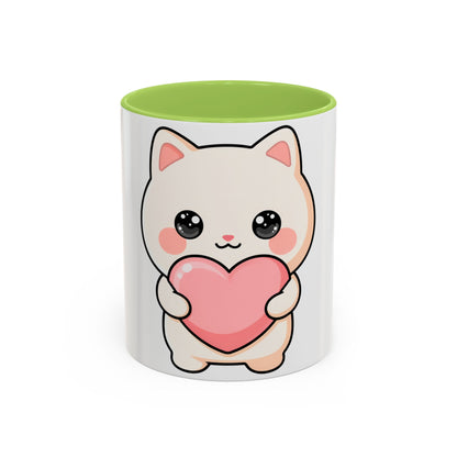 Kawaii Cat Heart Accent Coffee Mug for Sweet Morning Sips