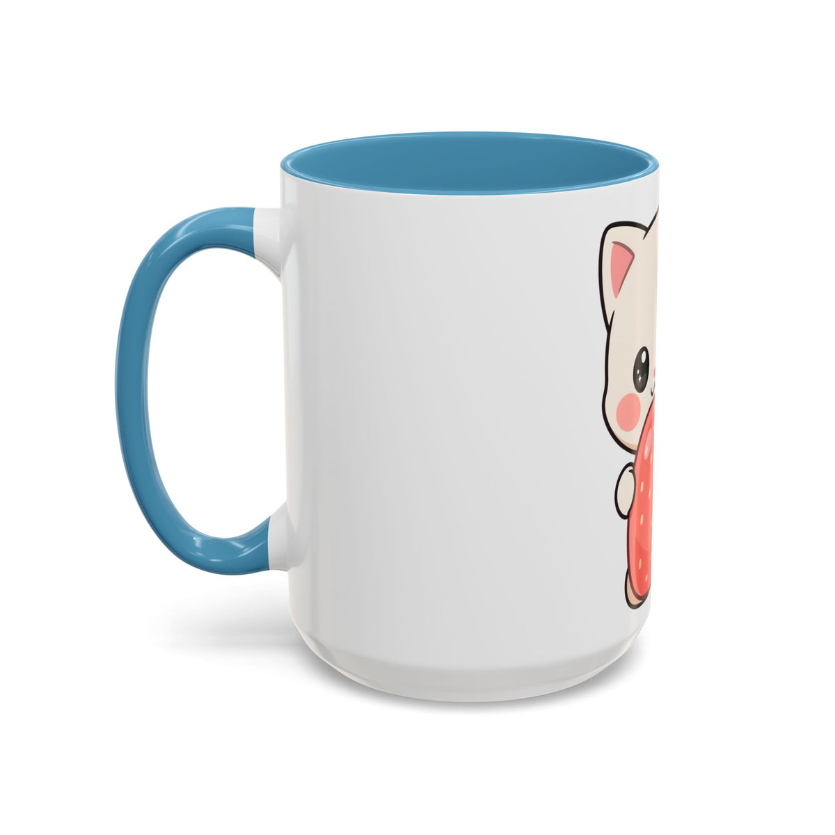Kawaii Cat Strawberry Accent Coffee Mug