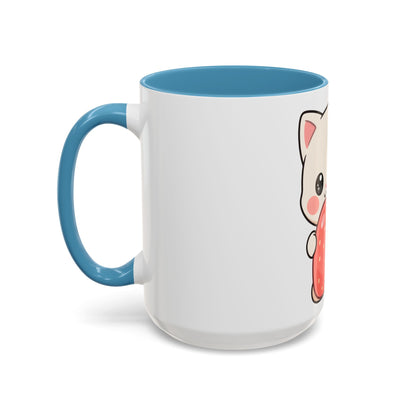 Kawaii Cat Strawberry Accent Coffee Mug
