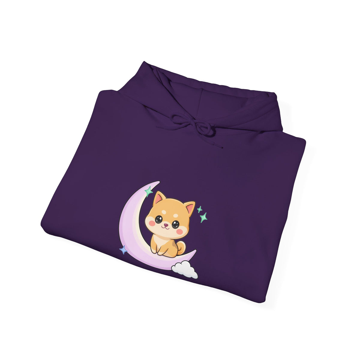 Kawaii Shiba Inu Hoodie, Cute Crescent Moon Sweatshirt