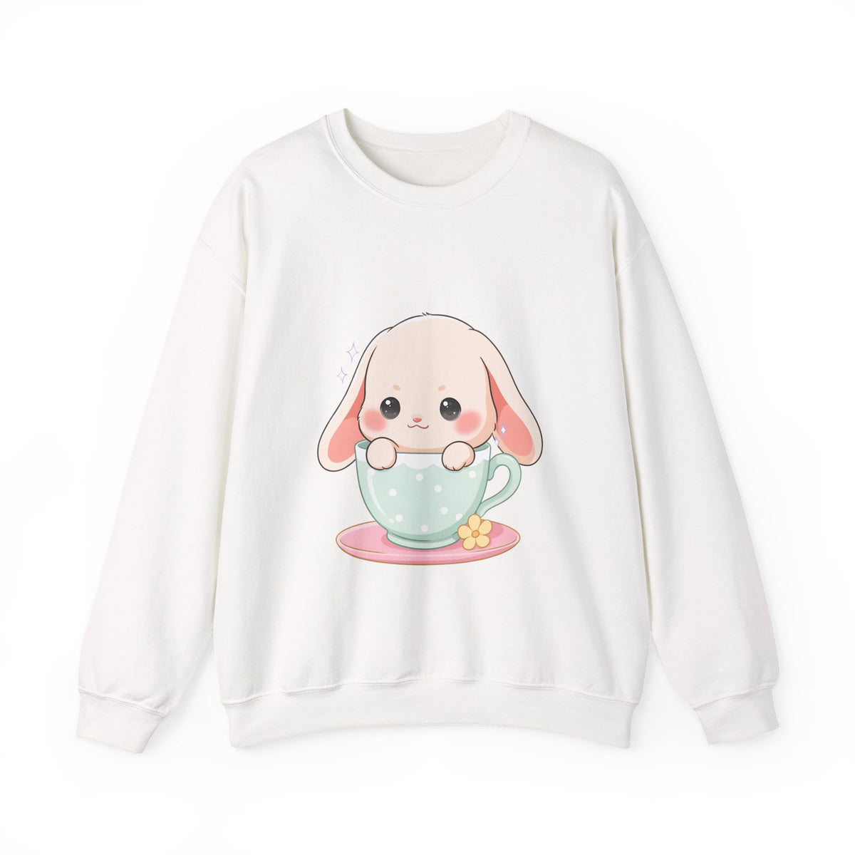 Kawaii Bunny Sweatshirt, Cute Chibi Tea Cup Rabbit