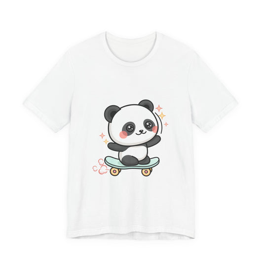 Kawaii Panda Skateboard T-Shirt, Cute Chibi Animal Tee