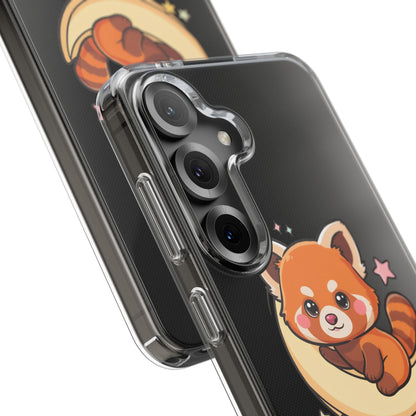 Red Panda Phone Case, Kawaii Moon Companion