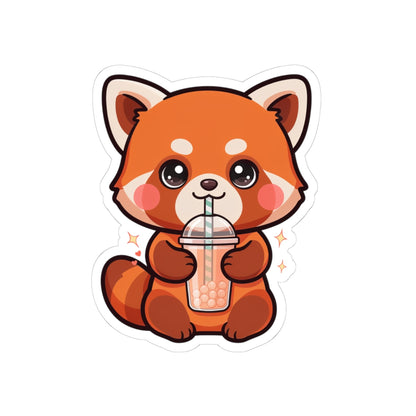 Kawaii Red Panda Bubble Tea Sticker for Boba Lovers