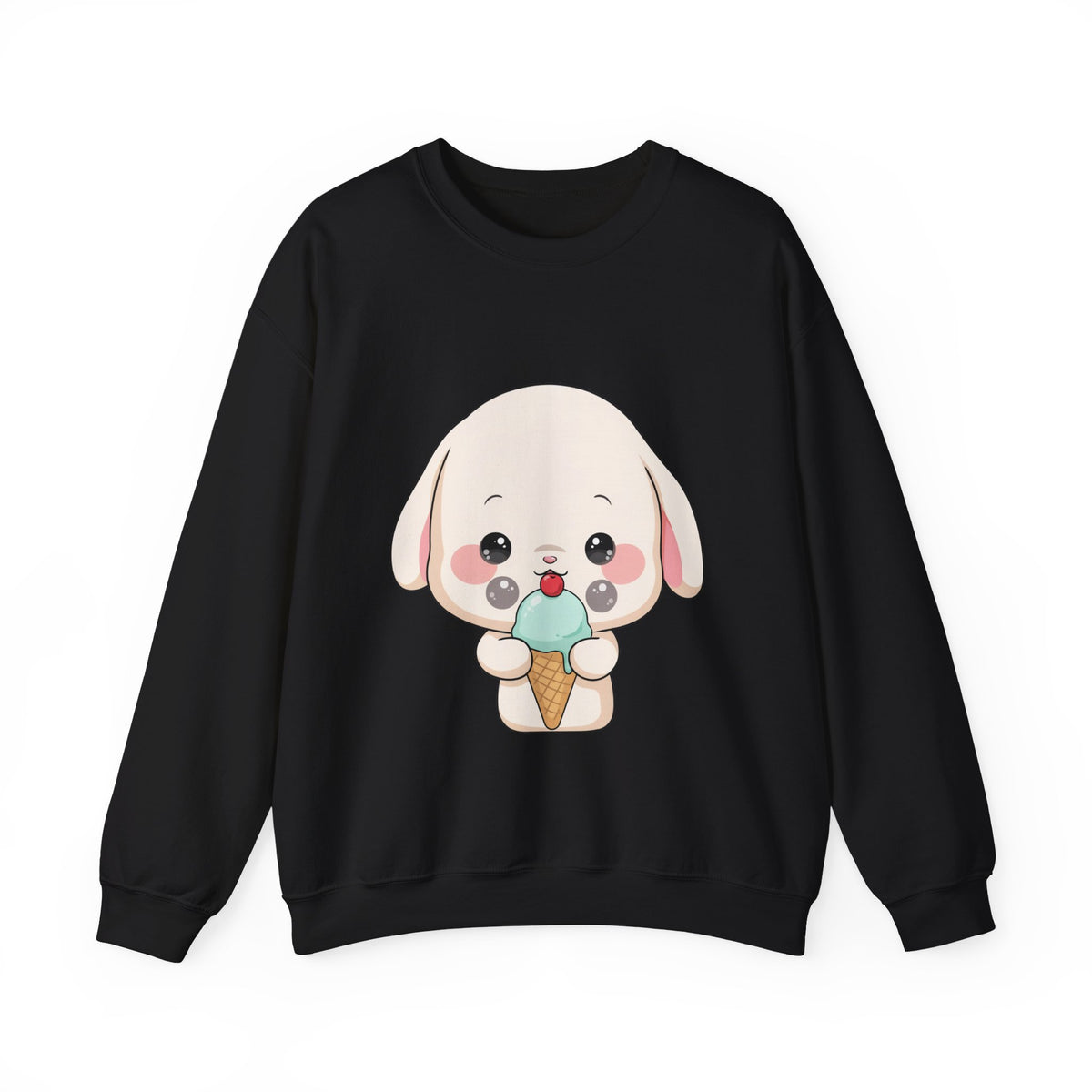 Kawaii Bunny Sweatshirt, Cute Ice Cream Chibi Rabbit