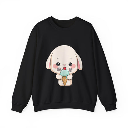 Kawaii Bunny Sweatshirt, Cute Ice Cream Chibi Rabbit