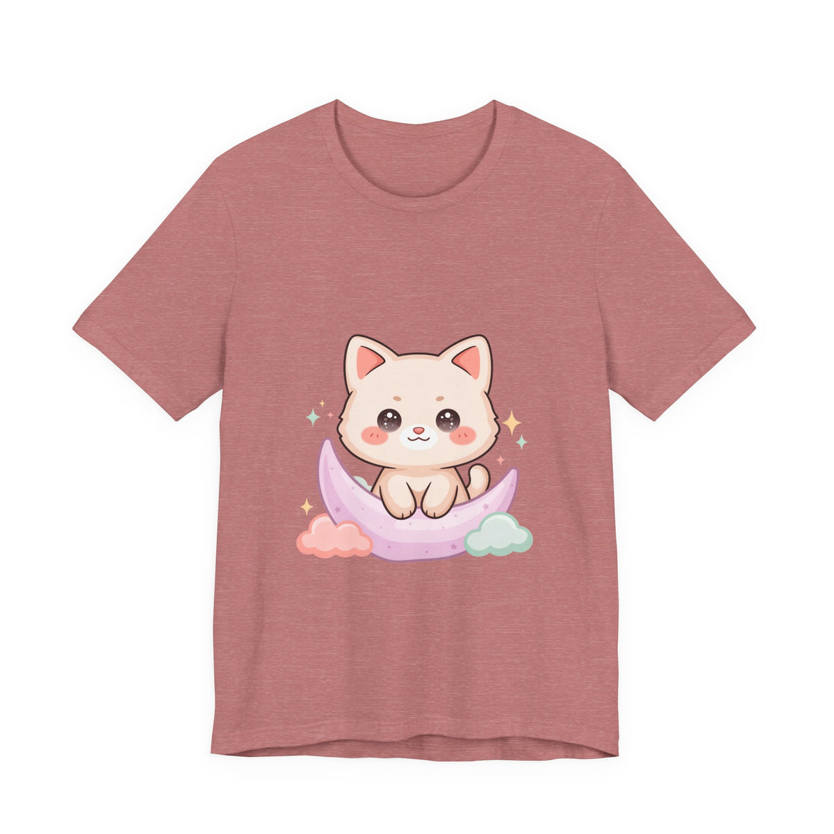 Kawaii Cat Moon T-Shirt for Cozy Night Owls