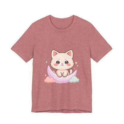 Kawaii Cat Moon T-Shirt for Cozy Night Owls