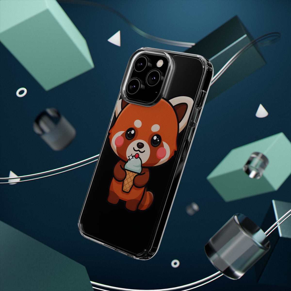 Kawaii Red Panda Phone Case with Ice Cream