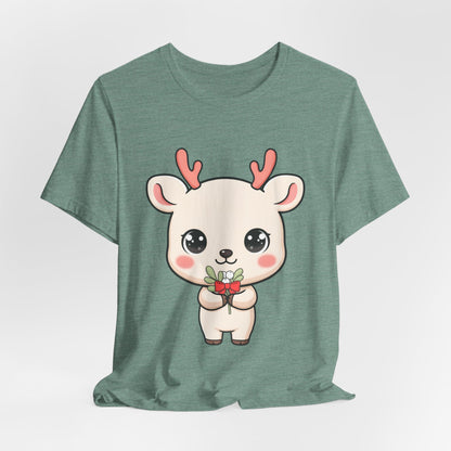 Kawaii Reindeer Christmas T-Shirt for Holiday Cheer
