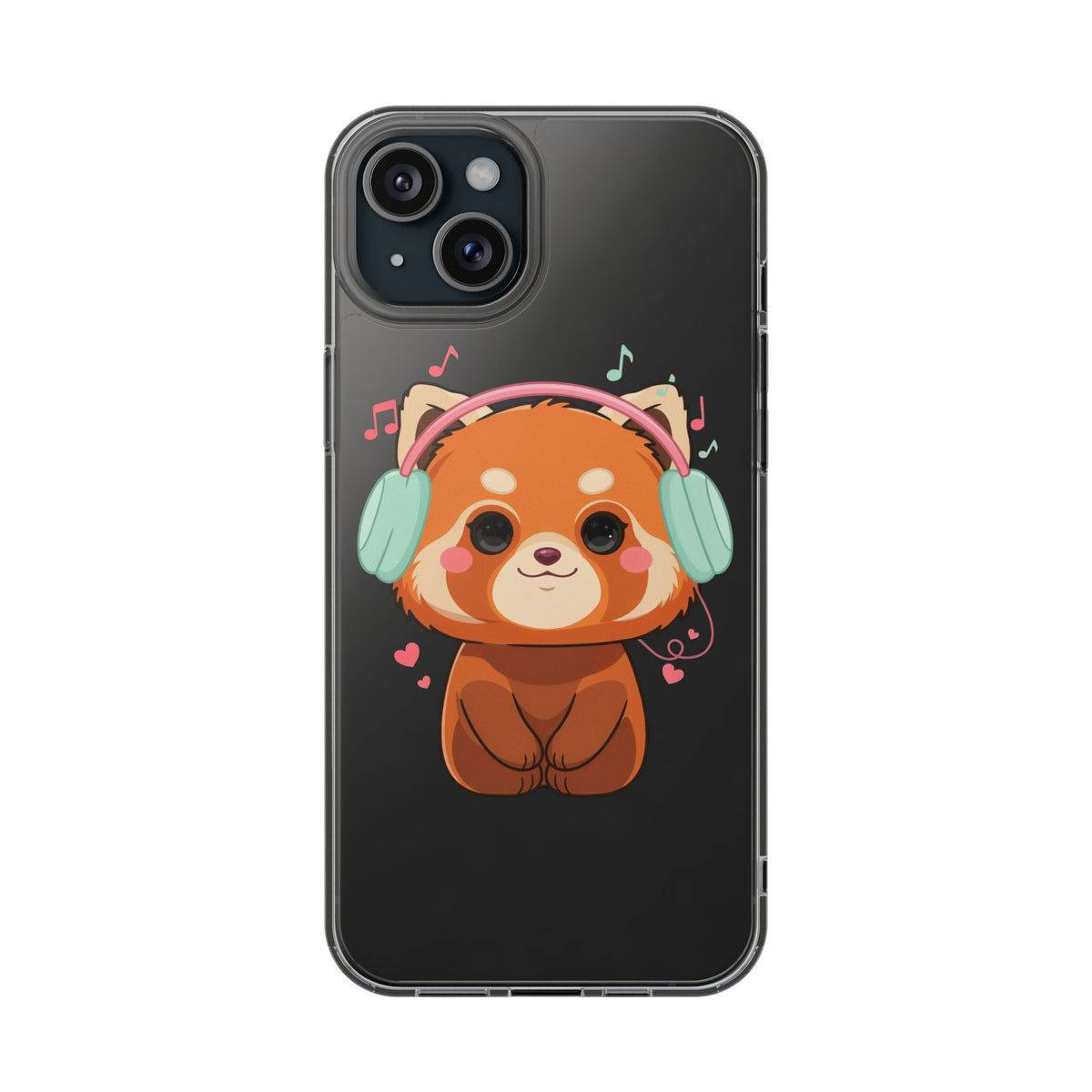 Red Panda Phone Case, Kawaii Music Lover Clear Case
