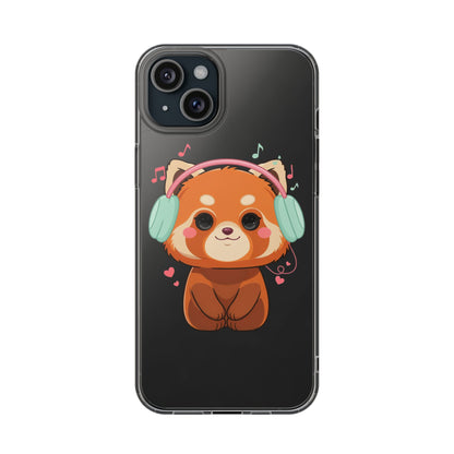 Red Panda Phone Case, Kawaii Music Lover Clear Case
