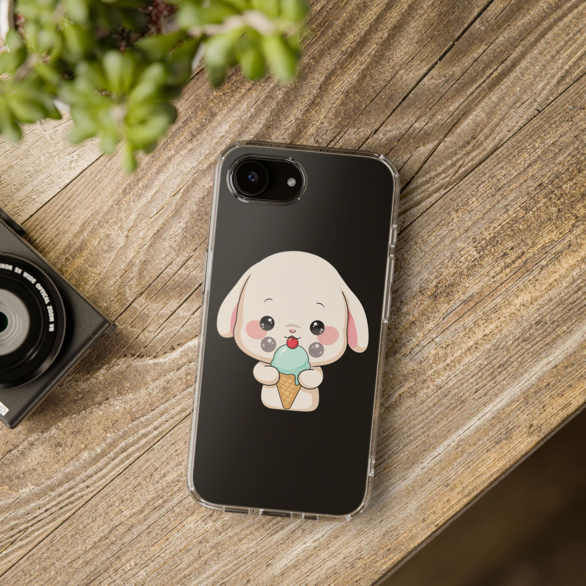Kawaii Bunny Phone Case, Ice Cream Cutie Clear Case
