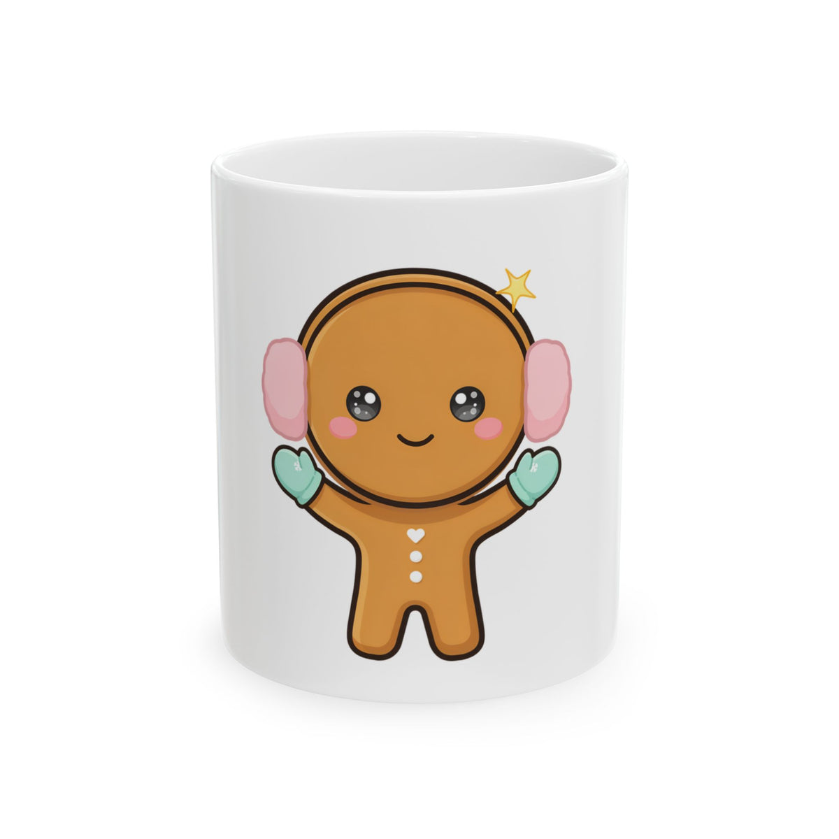 Kawaii Gingerbread Mug – Cute Winter Gift