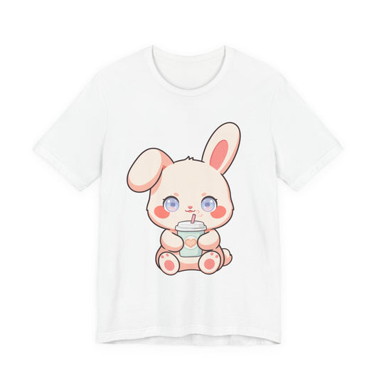 Kawaii Bunny Coffee T-Shirt: Cute Latte Lover Tee