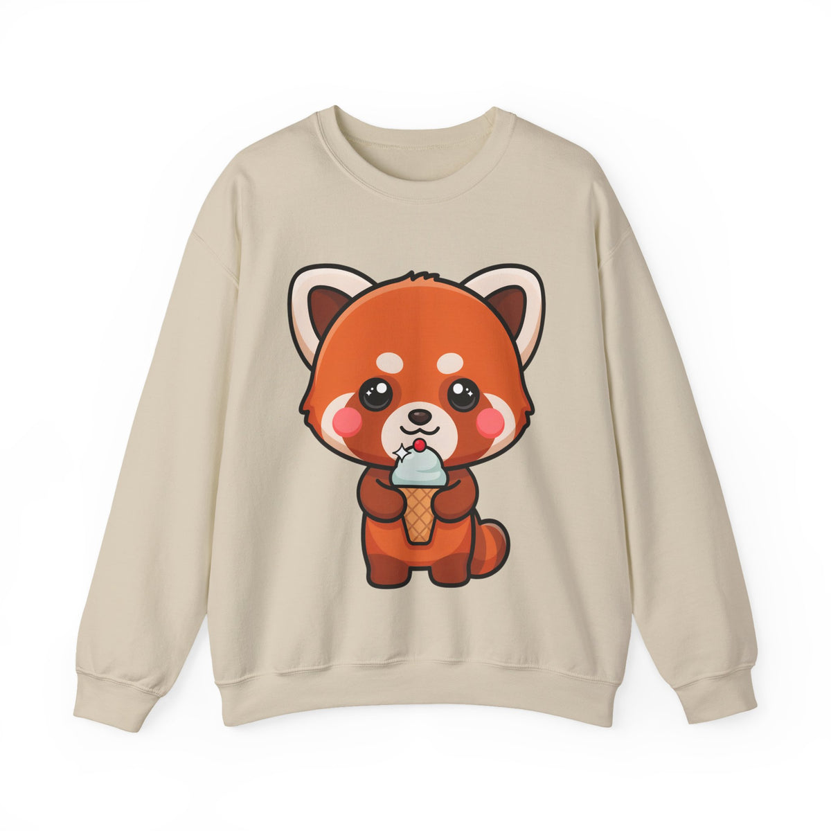Kawaii Red Panda Sweatshirt, Cute Ice Cream Animal Crewneck