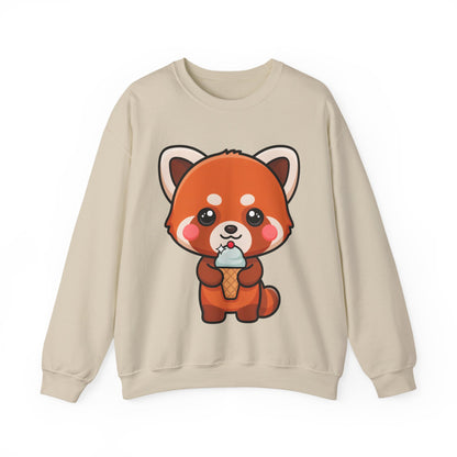 Kawaii Red Panda Sweatshirt, Cute Ice Cream Animal Crewneck