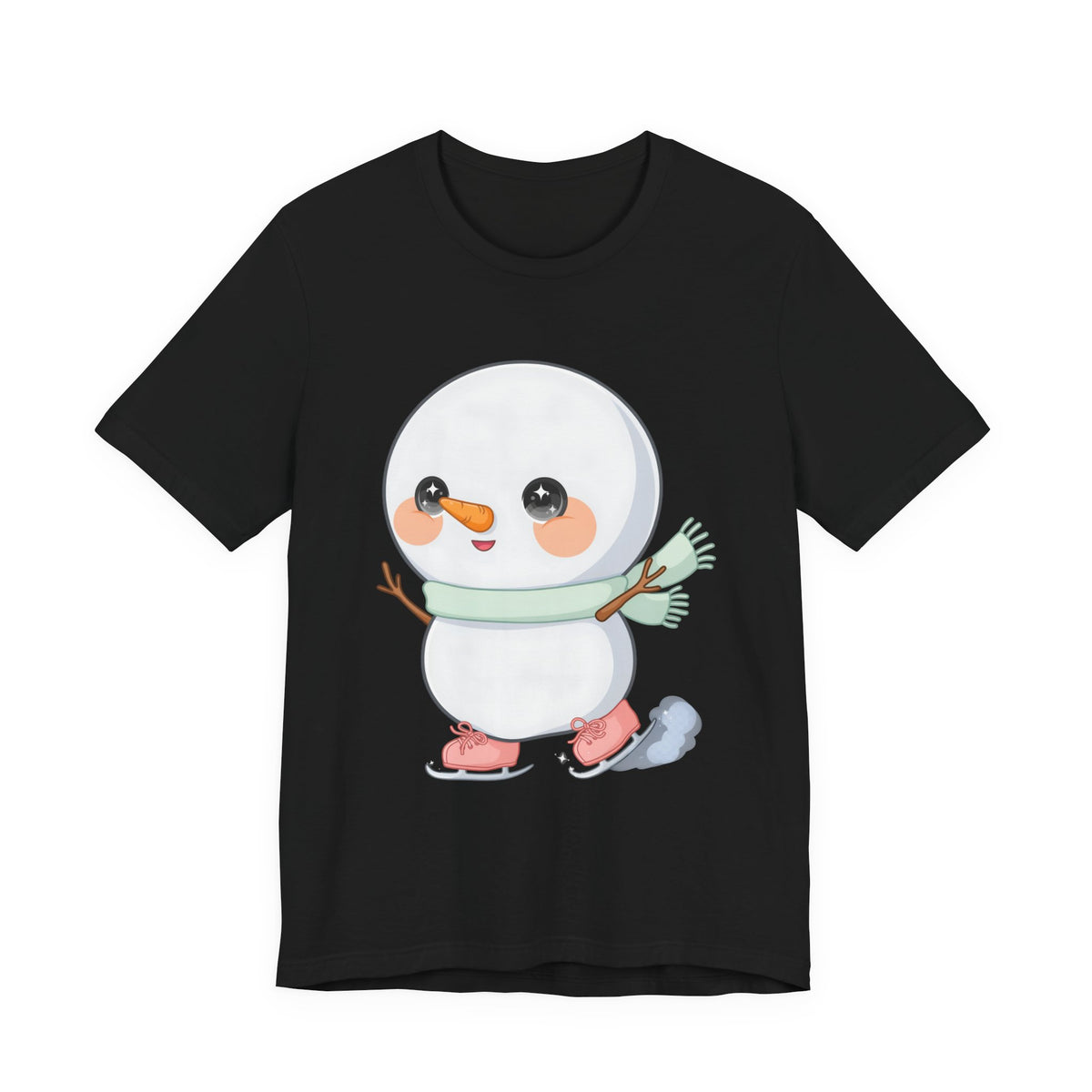 Cute Snowman T-Shirt, Kawaii Ice Skating Holiday Gift