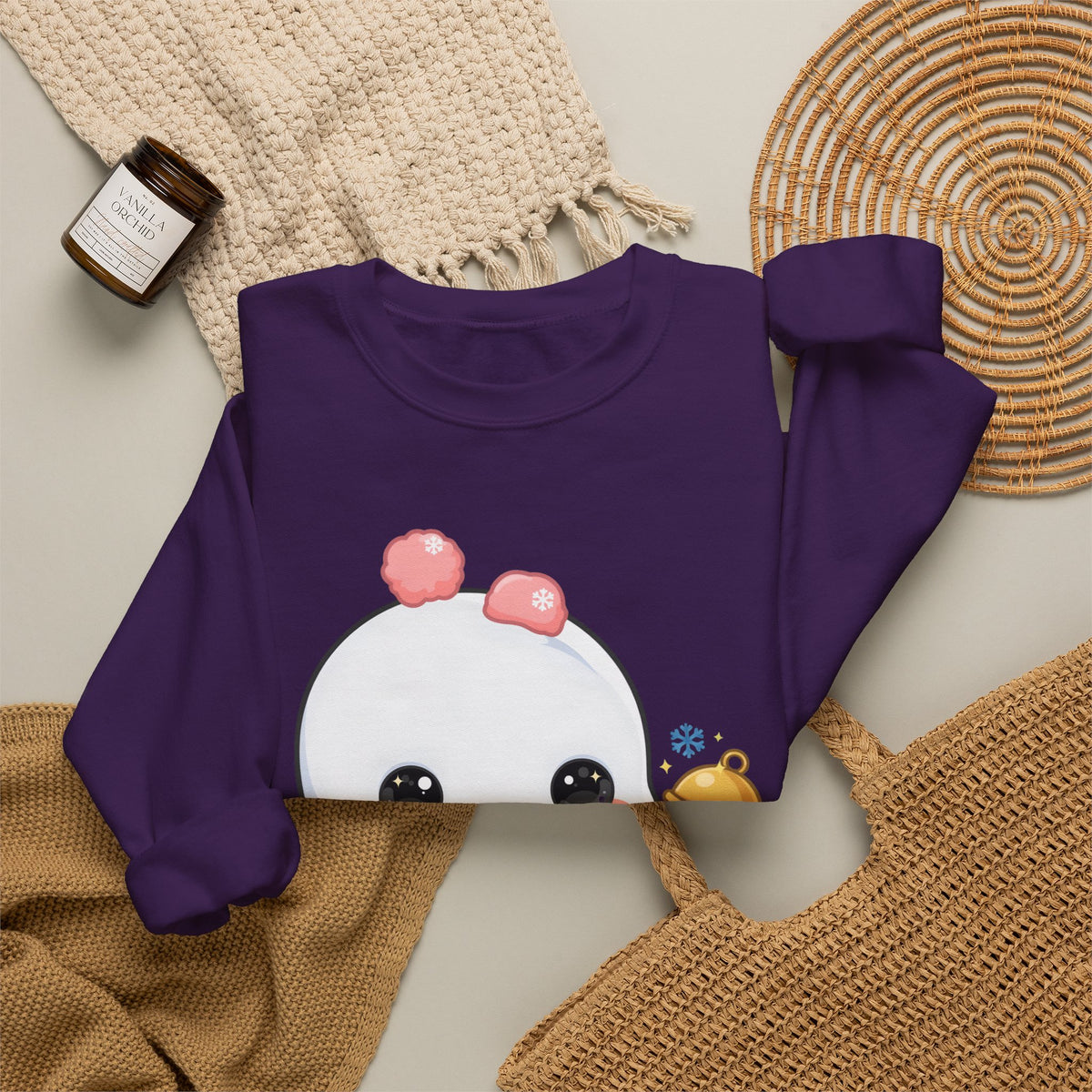 Kawaii Snowman Sweatshirt, Cute Winter Crewneck
