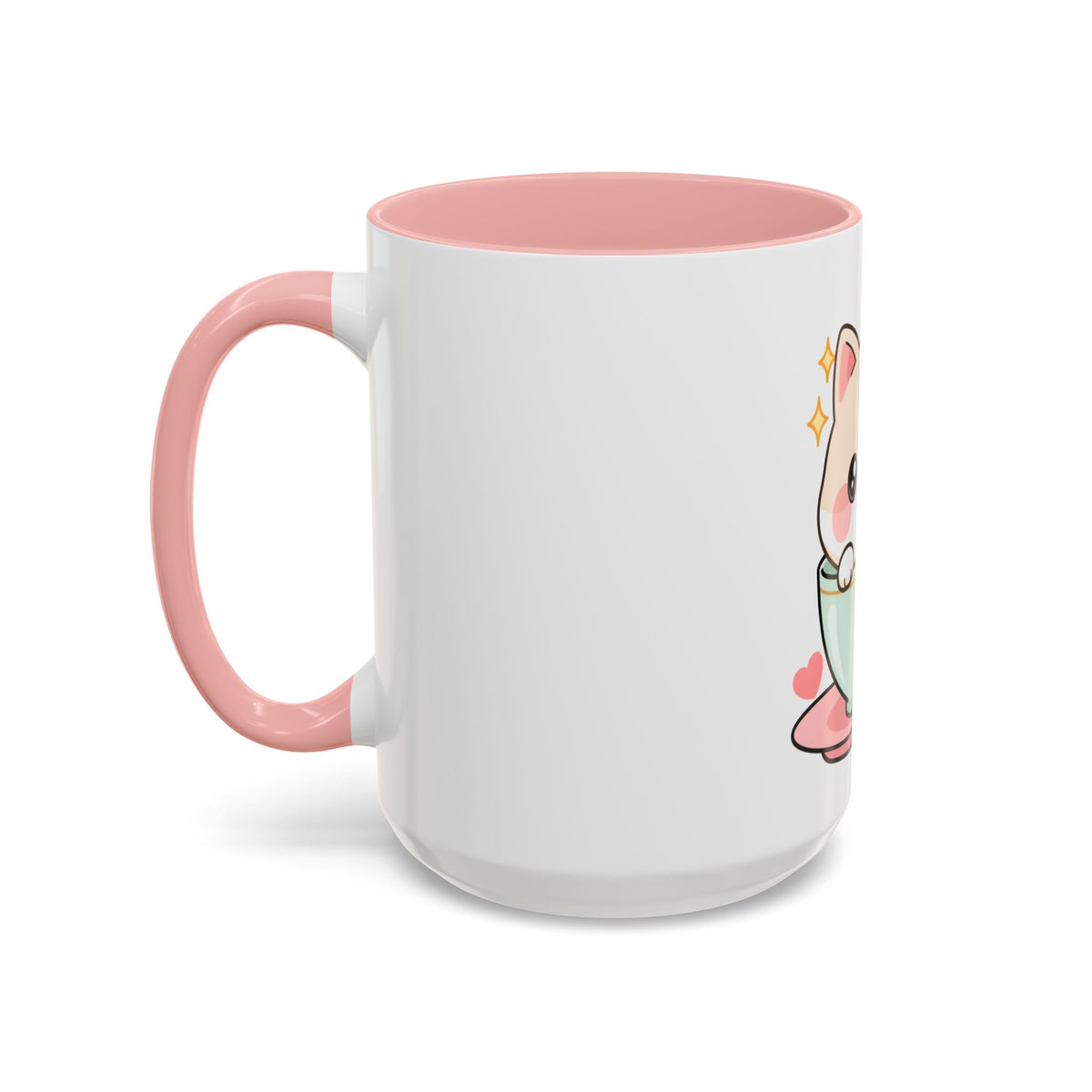 Kawaii Cat Coffee Mug, Cute Cat in Teacup Accent Mug