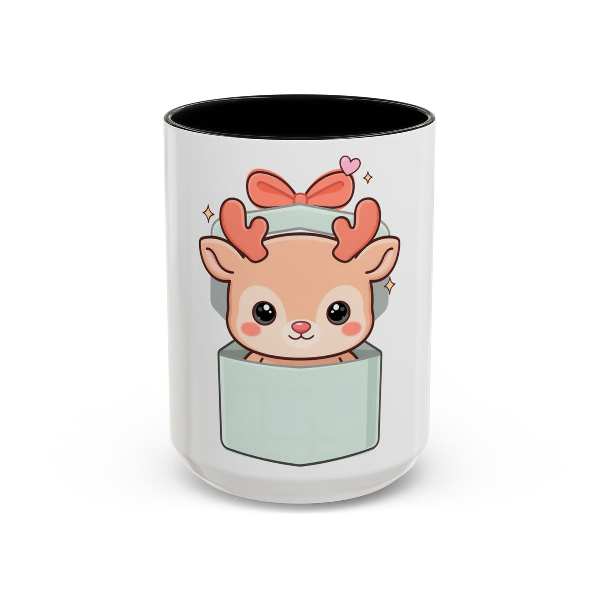 Kawaii Reindeer Christmas Mug, 11oz or 15oz Accent Coffee Mug