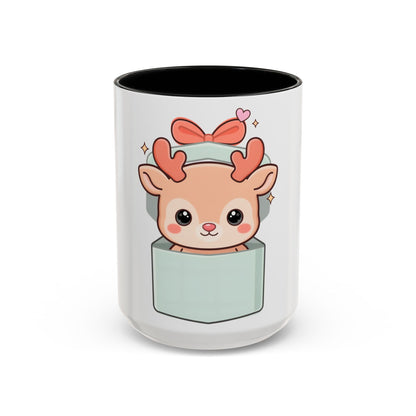 Kawaii Reindeer Christmas Mug, 11oz or 15oz Accent Coffee Mug