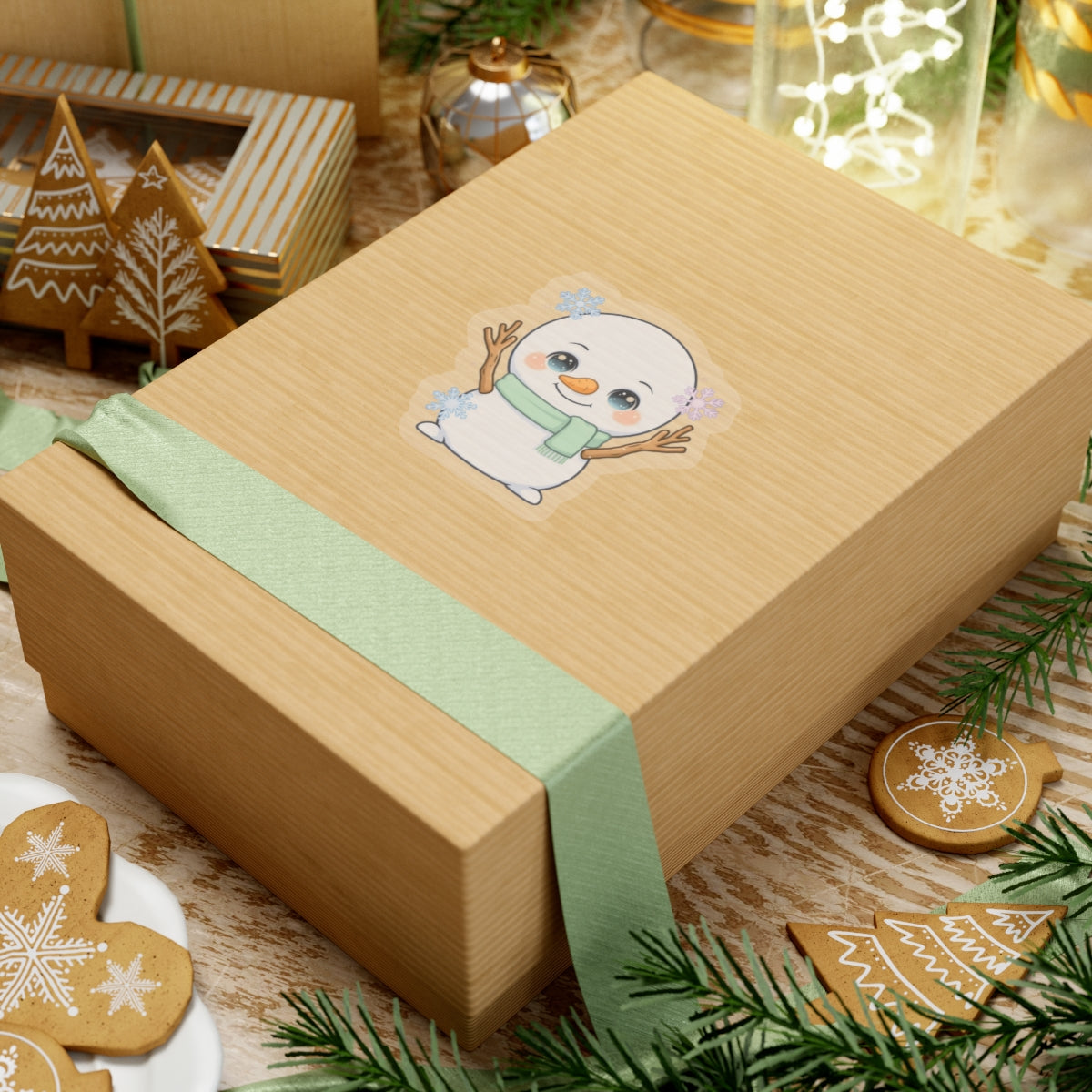 Kawaii Snowman Kiss-Cut Sticker for Winter Cheer