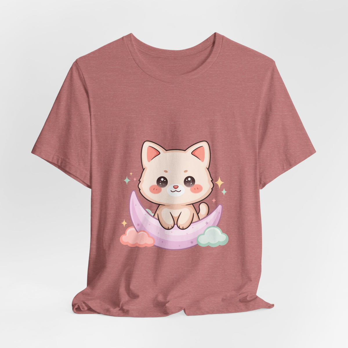 Kawaii Cat Moon T-Shirt for Cozy Night Owls