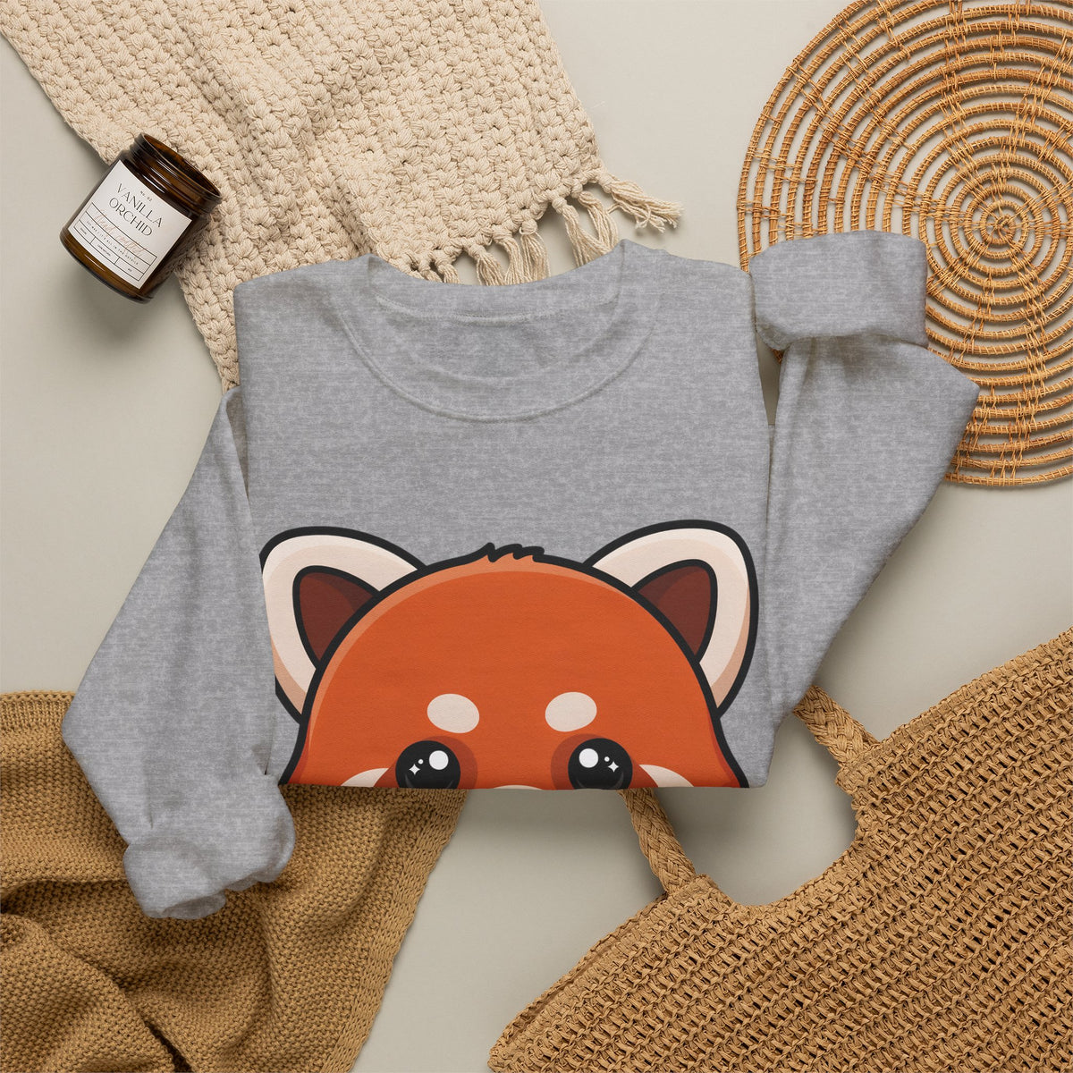 Kawaii Red Panda Sweatshirt, Cute Ice Cream Animal Crewneck