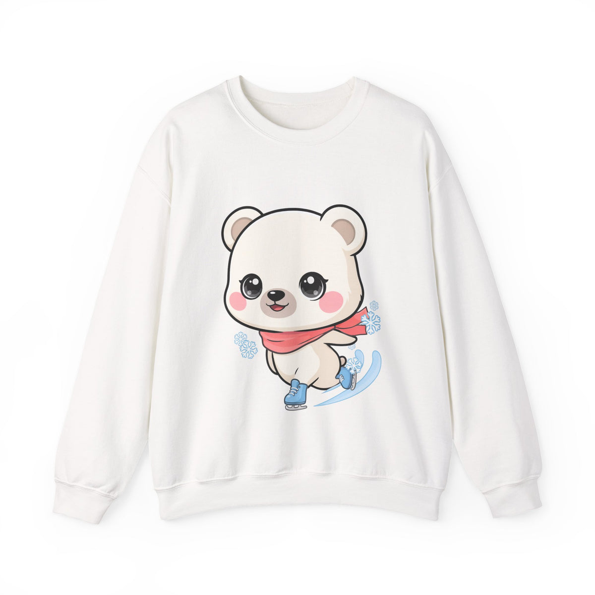 Cute Polar Bear Sweatshirt, Kawaii Ice Skating Cub
