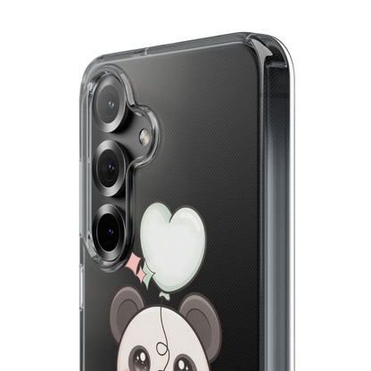 Kawaii Panda Clear Phone Case with Balloon