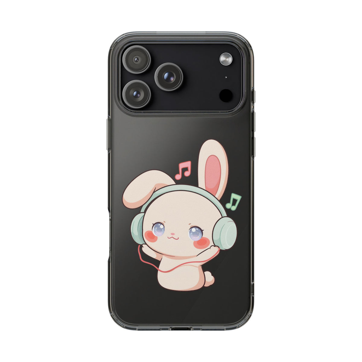 Kawaii Bunny Phone Case, Cute Music Lover Gift