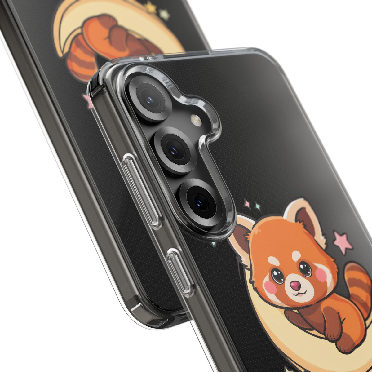 Red Panda Phone Case, Kawaii Moon Companion