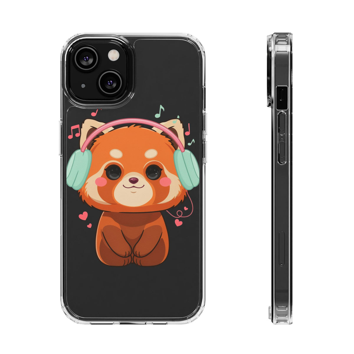 Red Panda Phone Case, Kawaii Music Lover Clear Case