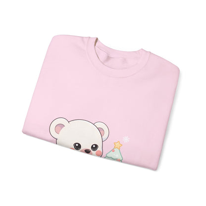 Kawaii Polar Bear Christmas Sweatshirt for Cozy Tree Trimming