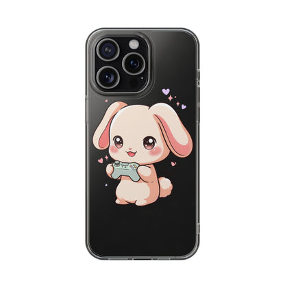 Kawaii Bunny Gamer Clear Impact-Resistant Phone Case