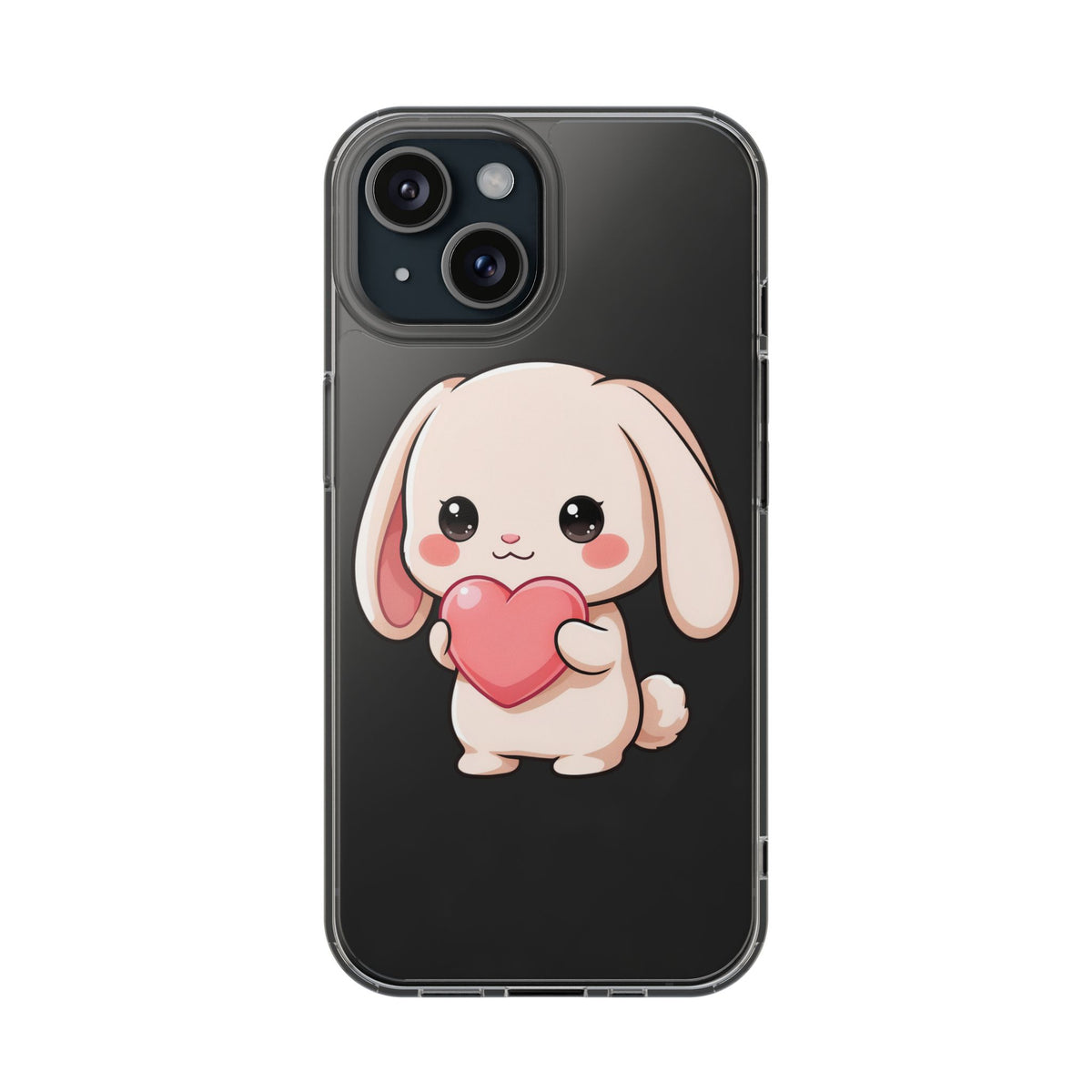 Kawaii Bunny Clear Phone Case with Heart