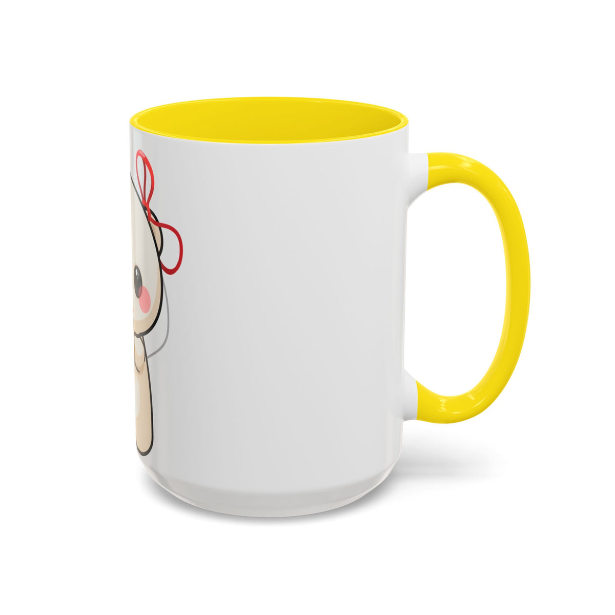 Kawaii Polar Bear Mug, Cute Jingle Bell Accent Coffee Cup