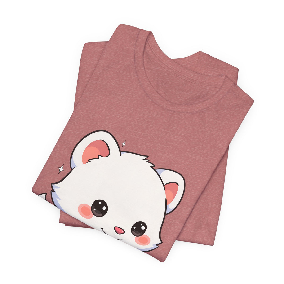 Kawaii Arctic Fox Sledding T-Shirt, Cute Unisex Tee