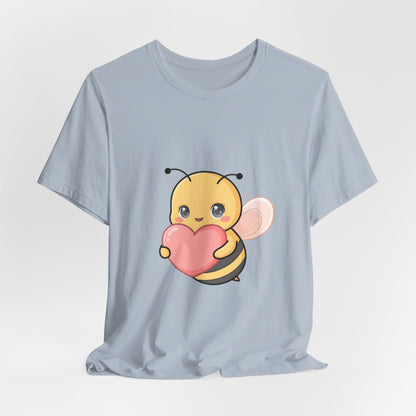 Kawaii Bee T-Shirt: Sweet Heart-Loving Unisex Tee