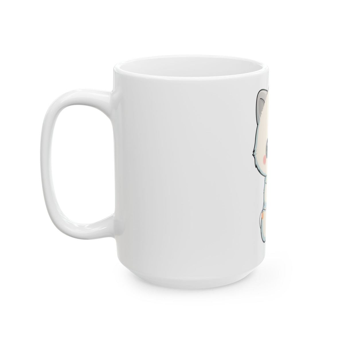 Arctic Fox Mug with Fairy Lights, Cute Kawaii Ceramic Cup