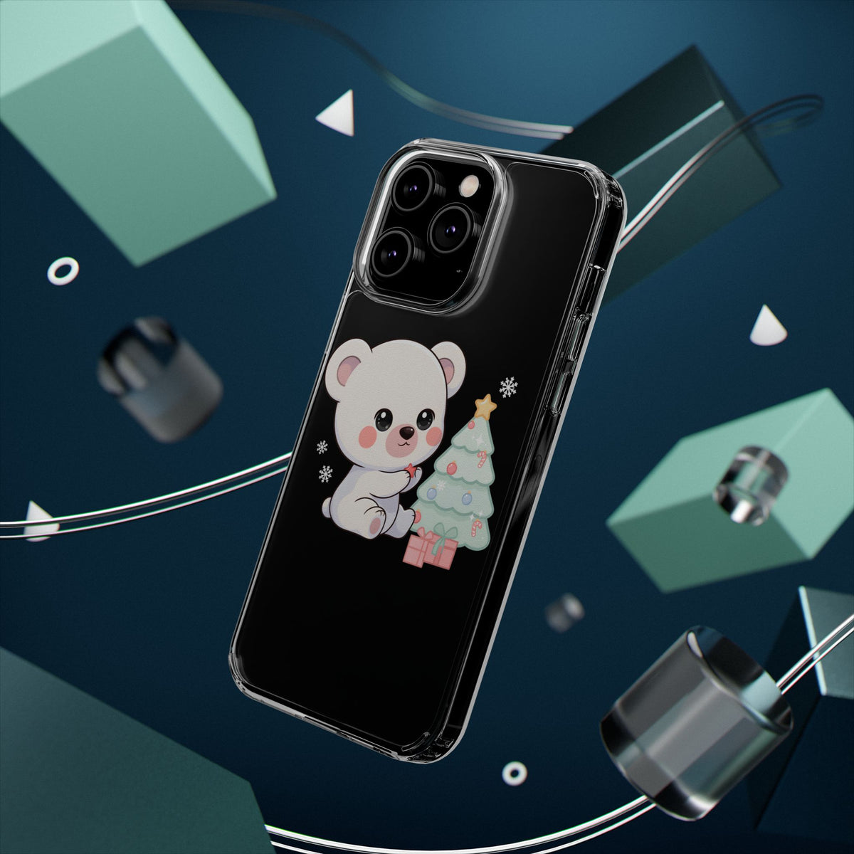 Christmas Polar Bear Phone Case, Kawaii Holiday Accessory