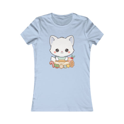 Kawaii Arctic Fox Christmas Tee for Cozy Holiday Bakers
