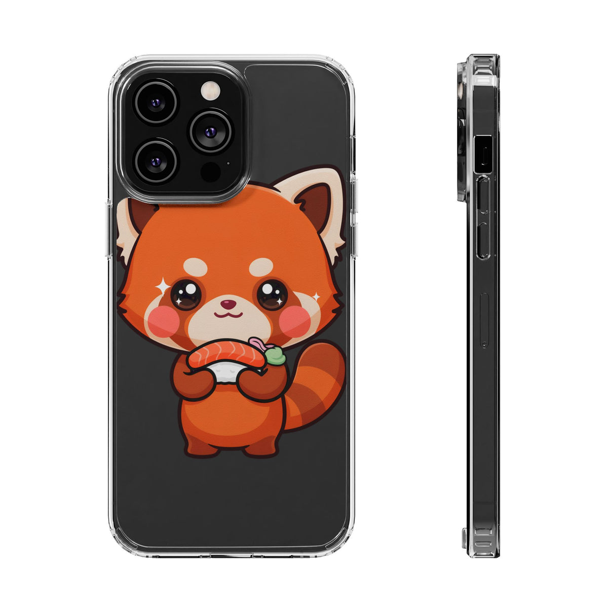 Red Panda Sushi Phone Case, Cute Kawaii Clear Case