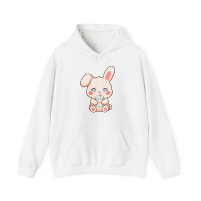 Kawaii Bunny Latte Hoodie, Cute Coffee Lover Sweatshirt