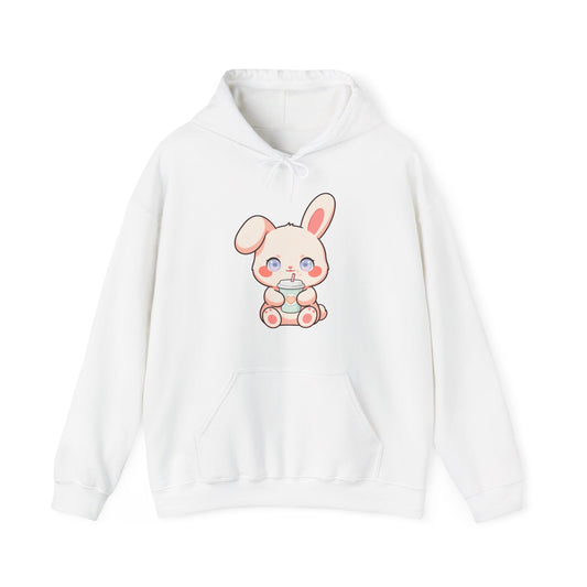 Kawaii Bunny Latte Hoodie, Cute Coffee Lover Sweatshirt