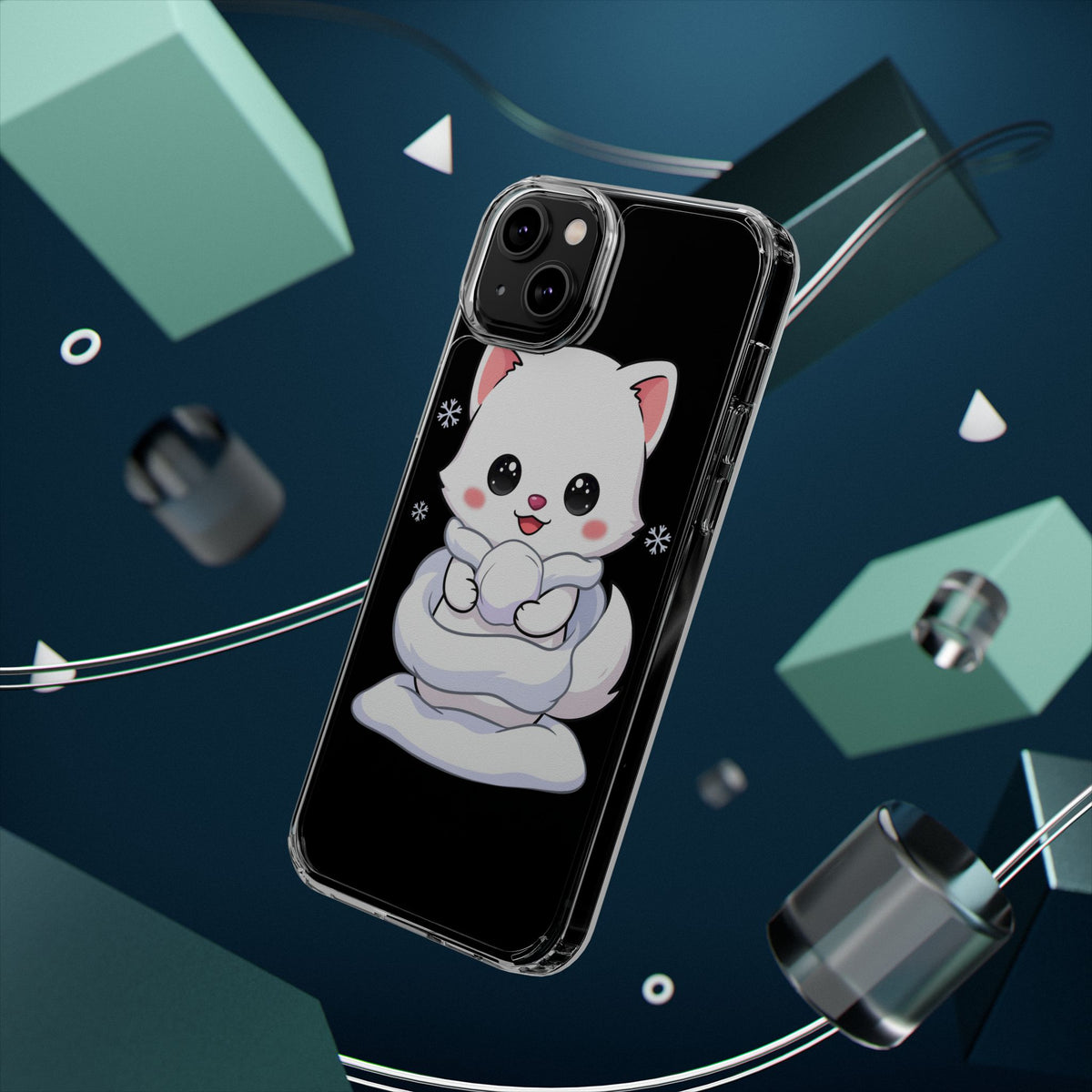 Kawaii Arctic Fox Phone Case, Cute Snow Day Gift